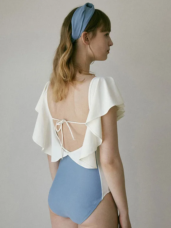 Blue Lolita Outfits Ruffles Sleeveless Jumpsuit Swimsuit