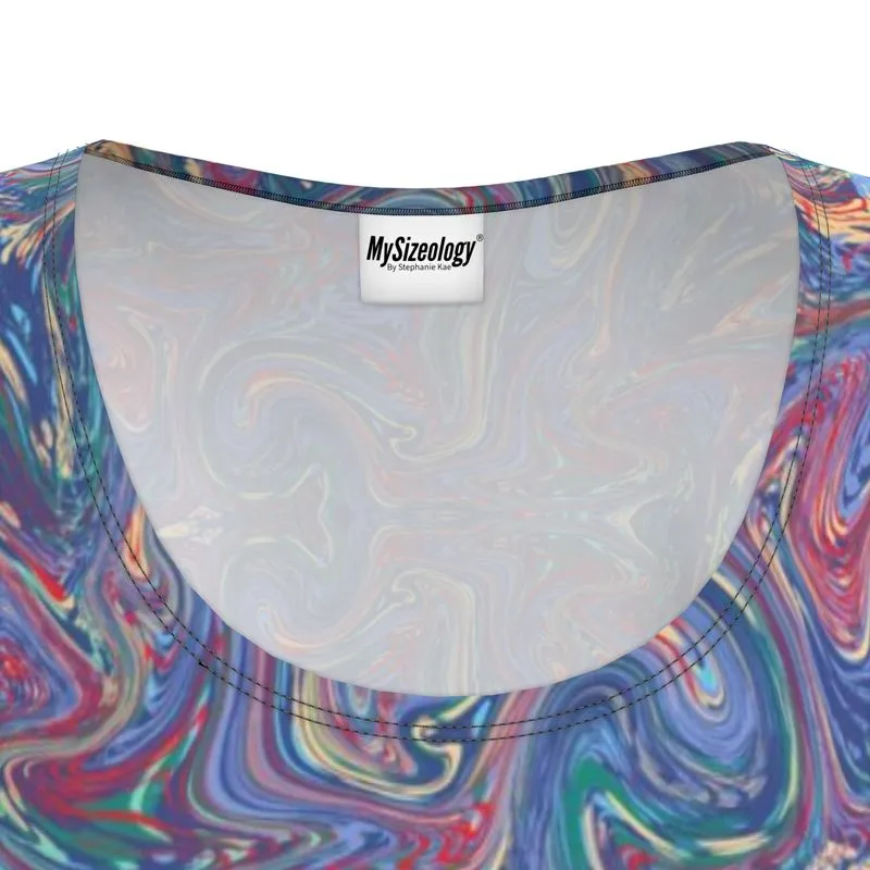 Blue Raspberry Sorbet Swirl fitted dress