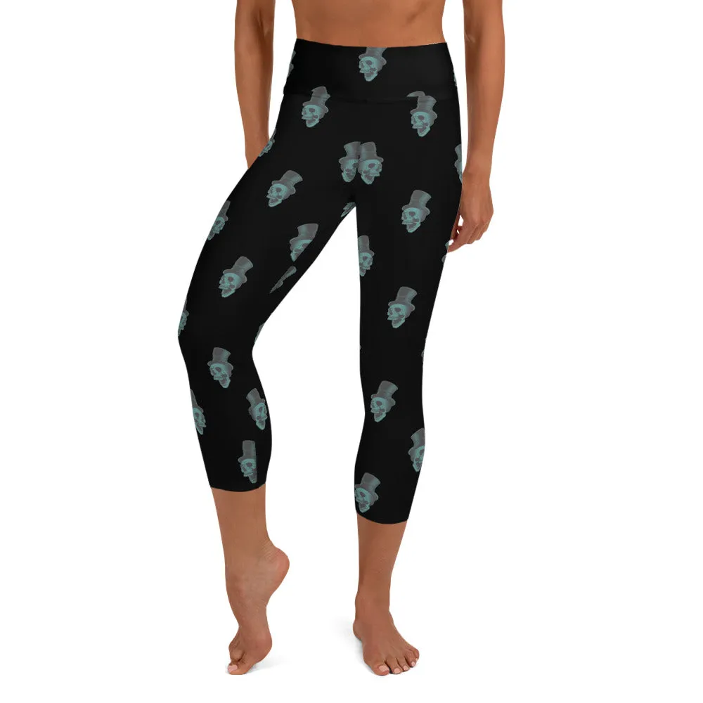 Blue Skull High-waist Yoga Capri Leggings