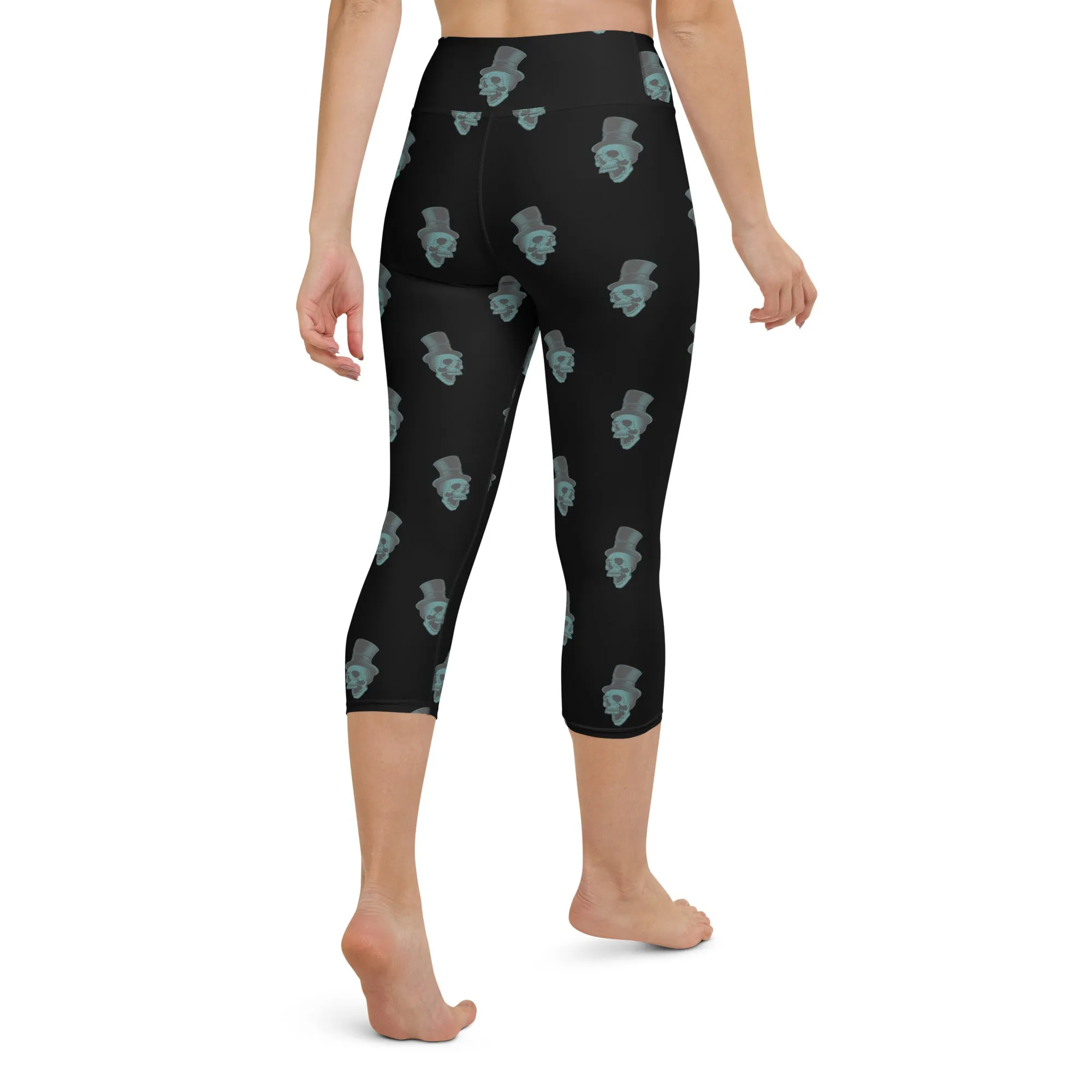 Blue Skull High-waist Yoga Capri Leggings