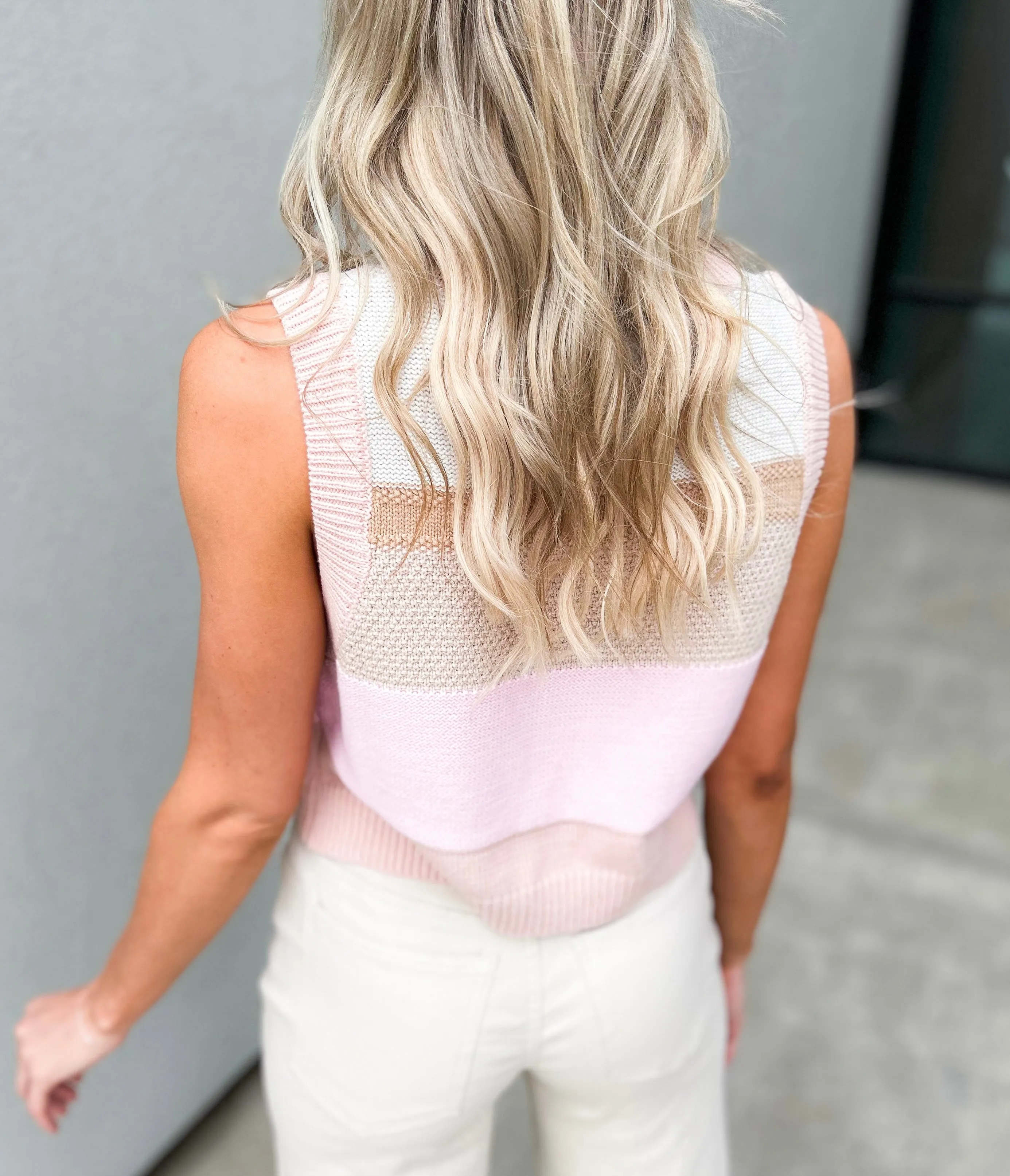 Brooke Striped Sleeveless Sweater Top
