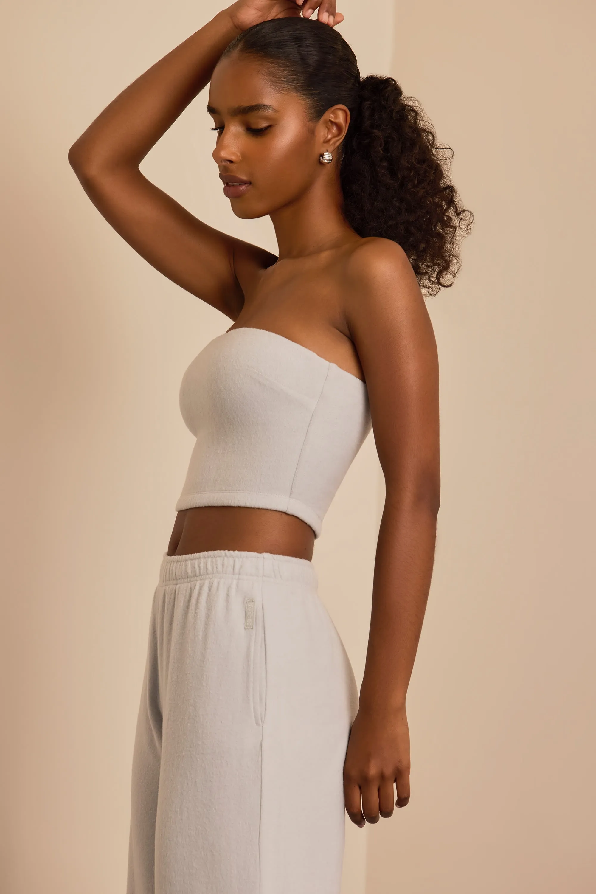 Brushed Jersey Bandeau Top in Fog Grey