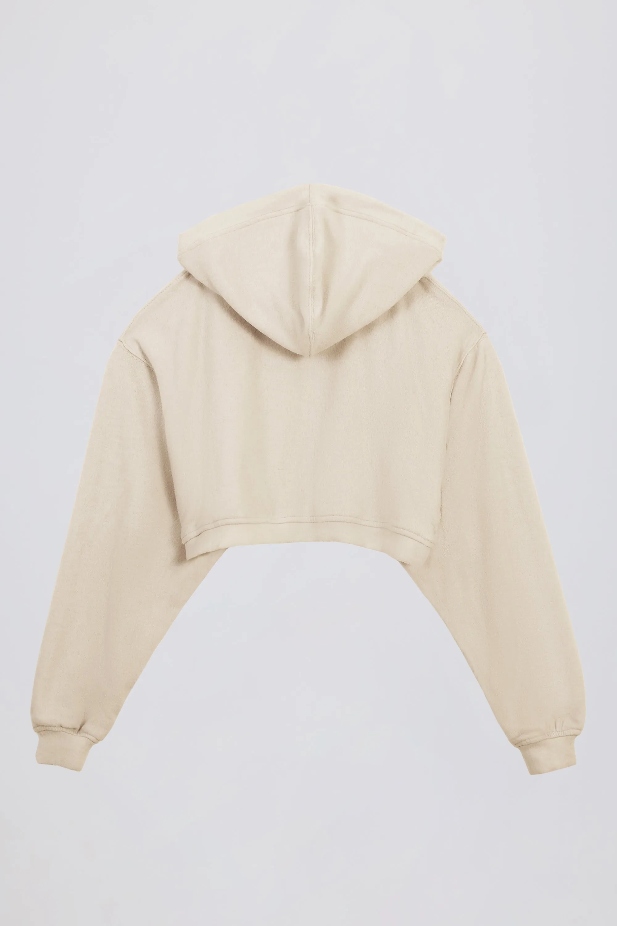 Brushed Jersey Hooded Cropped Shrug in Ecru