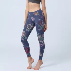 Buddha Stones Red Rose Peony Chrysanthemum Print Gym Leggings Women's Yoga Pants