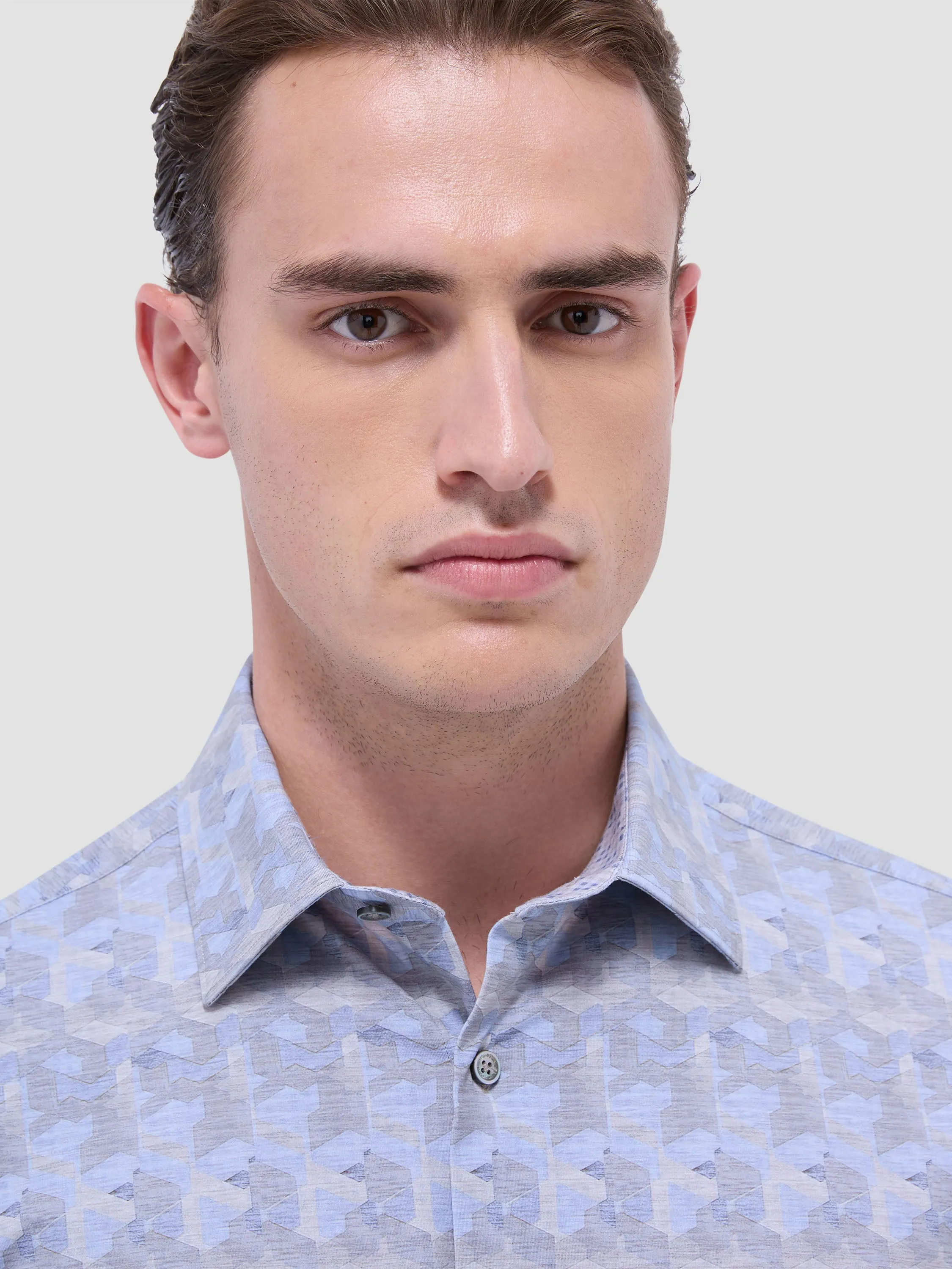 Bugatchi Jimmy Double Sided OoohCotton Long-Sleeve Shirt - Almond