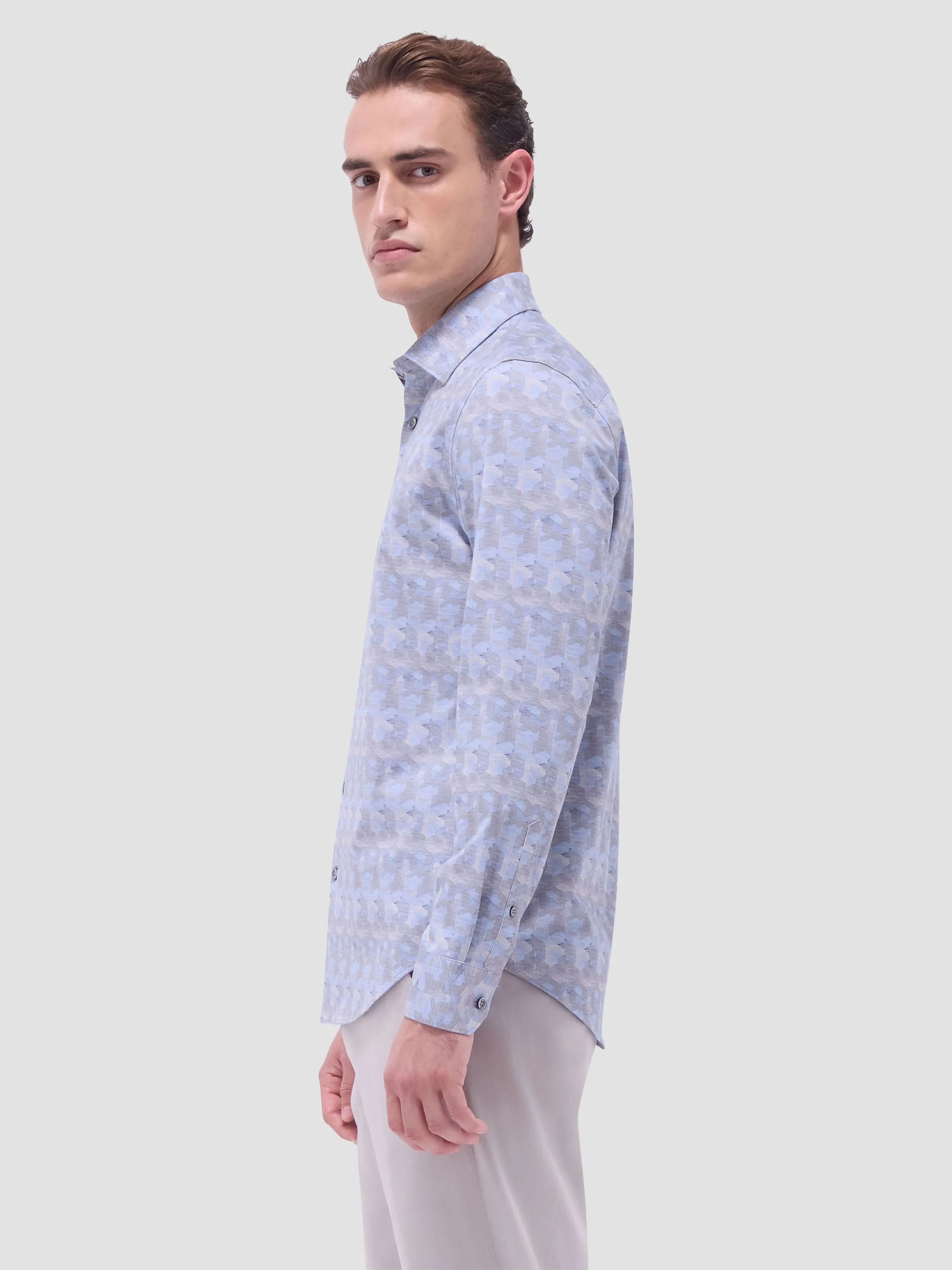 Bugatchi Jimmy Double Sided OoohCotton Long-Sleeve Shirt - Almond