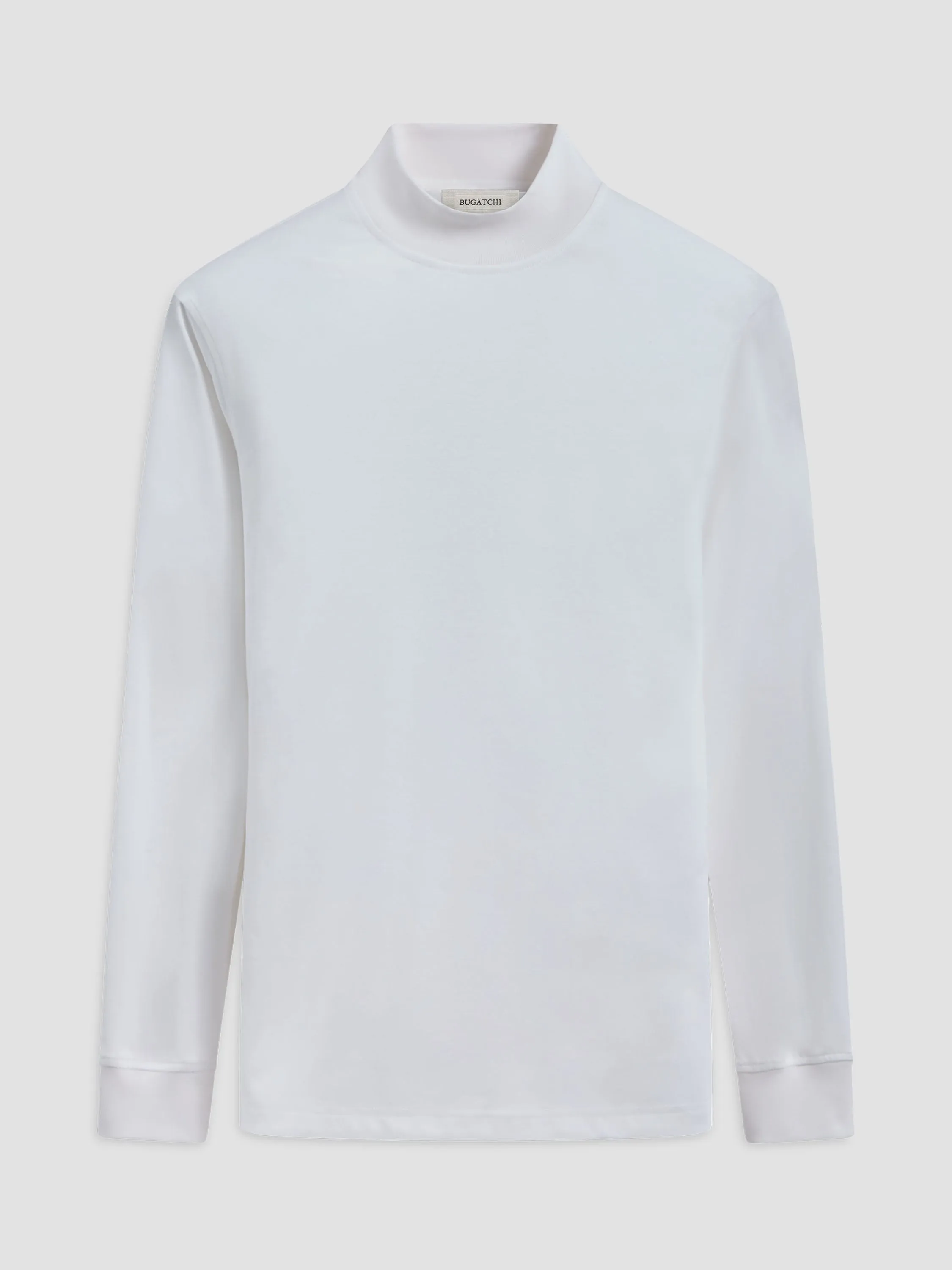 Bugatchi Long Sleeve Mock Neck Shirt - Chalk