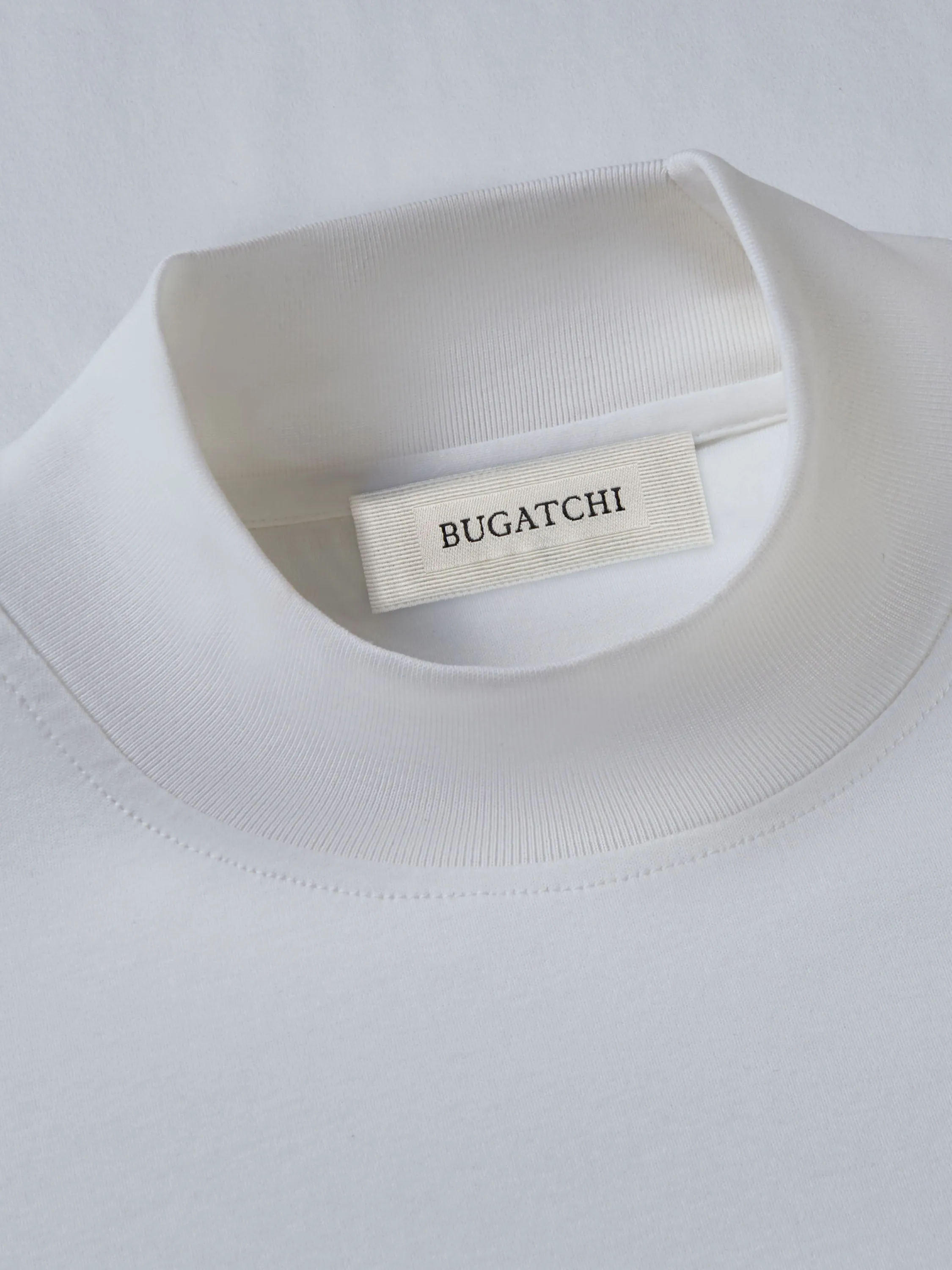 Bugatchi Long Sleeve Mock Neck Shirt - Chalk