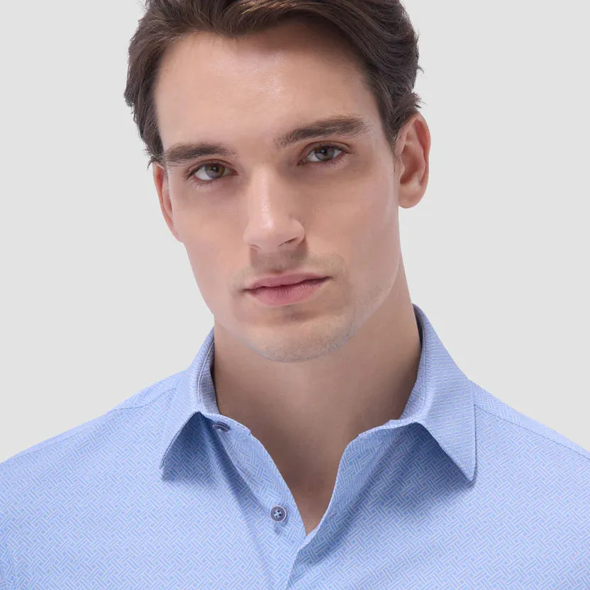Bugatchi Miles OoohCotton Short-Sleeve Shirt - Air Blue