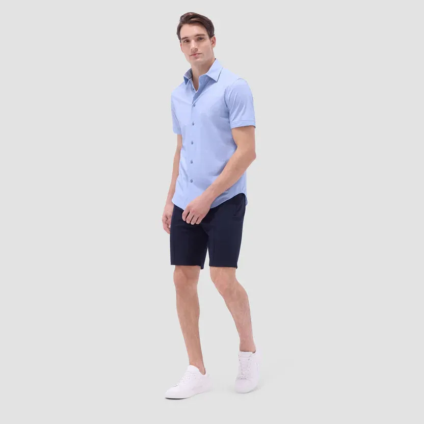 Bugatchi Miles OoohCotton Short-Sleeve Shirt - Air Blue