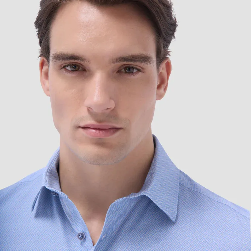 Bugatchi Miles OoohCotton Short-Sleeve Shirt - Air Blue