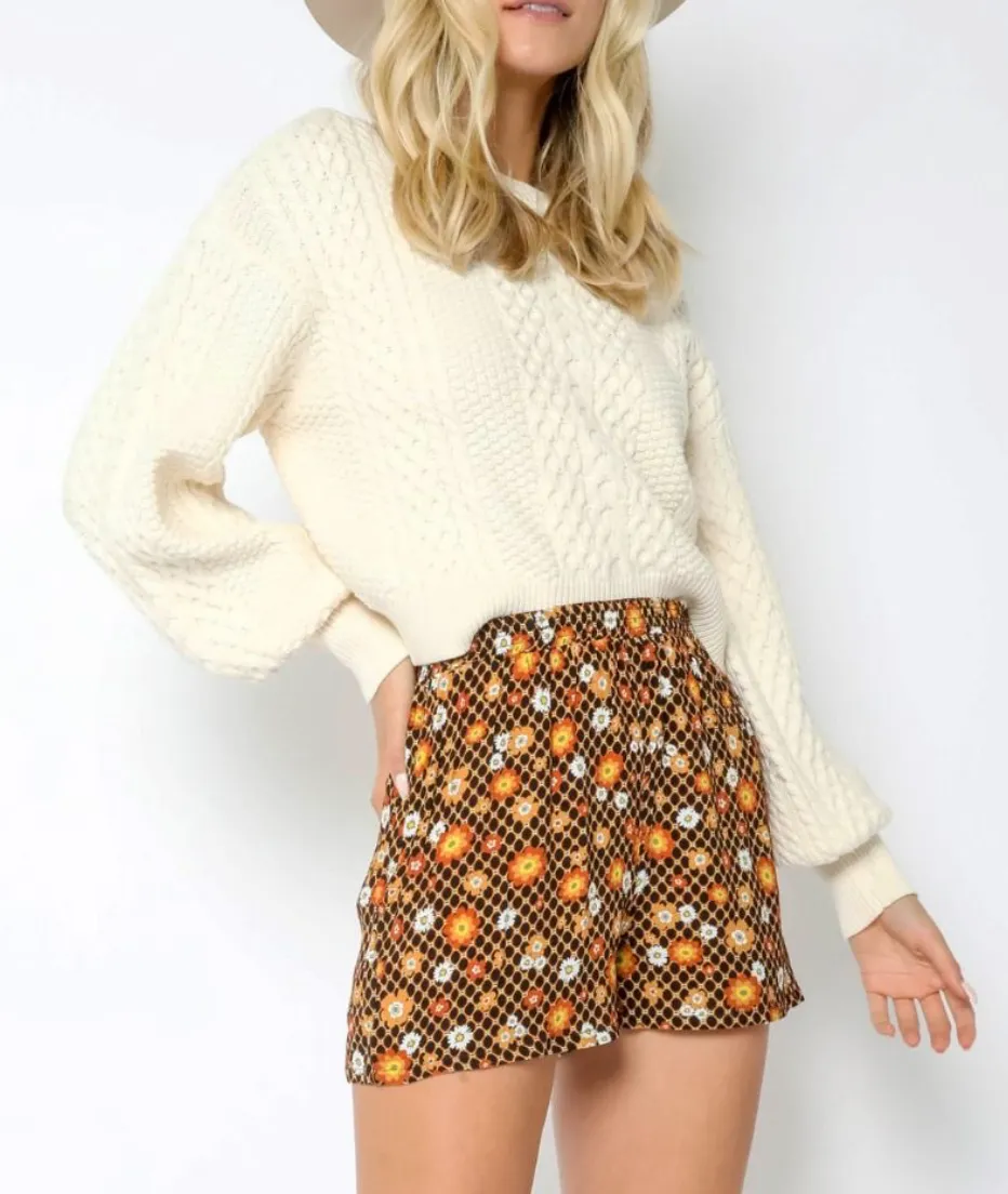 Cableknit Crew Neck Sweater