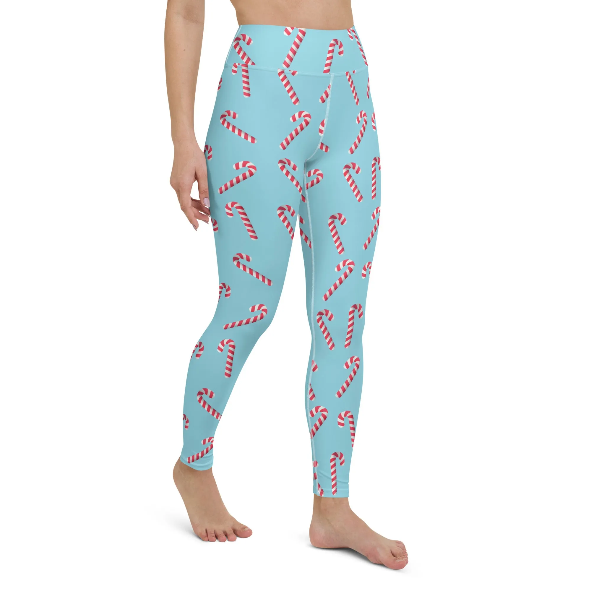Candy Cane Print High-waist Yoga Leggings
