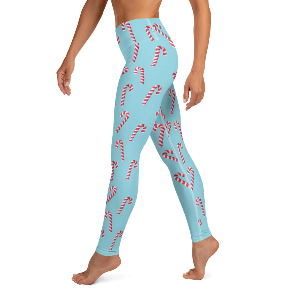 Candy Cane Print High-waist Yoga Leggings