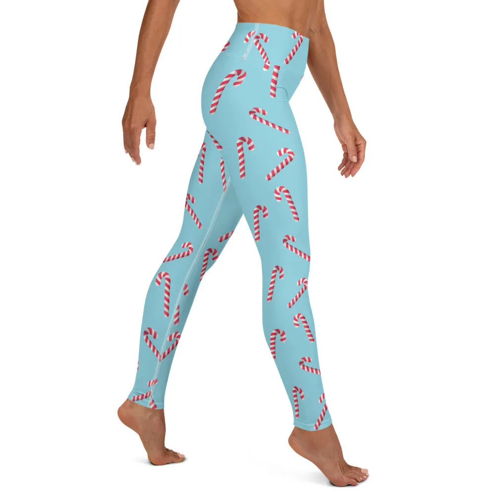 Candy Cane Print High-waist Yoga Leggings