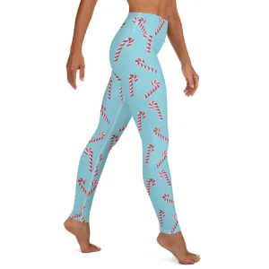 Candy Cane Print High-waist Yoga Leggings