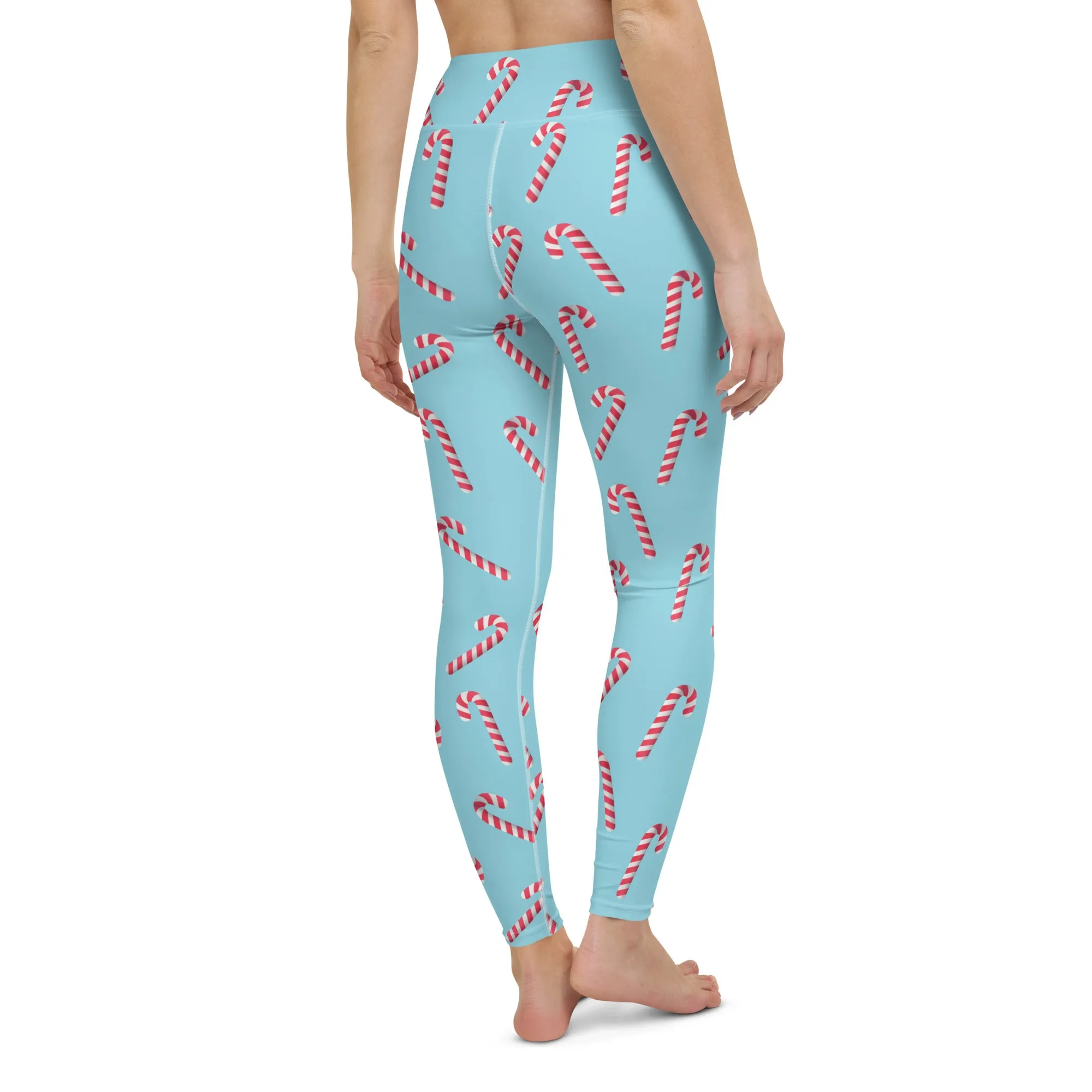 Candy Cane Print High-waist Yoga Leggings