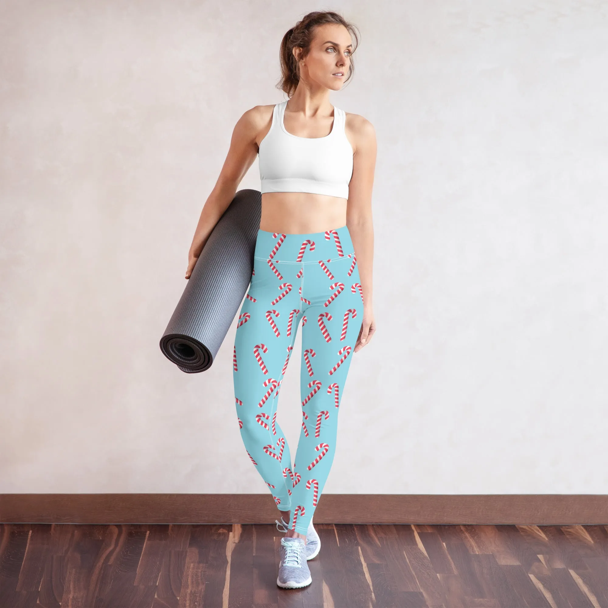 Candy Cane Print High-waist Yoga Leggings