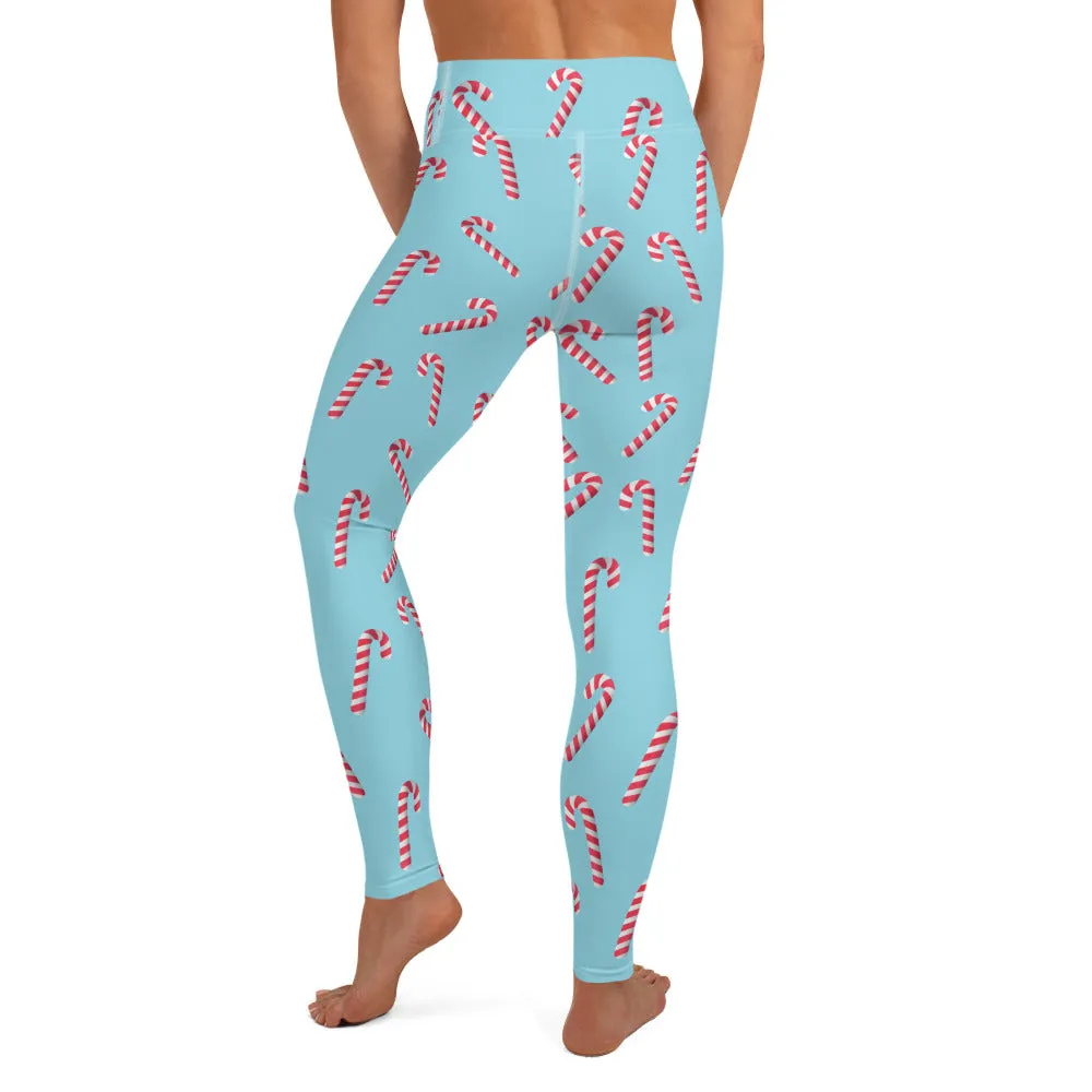 Candy Cane Print High-waist Yoga Leggings