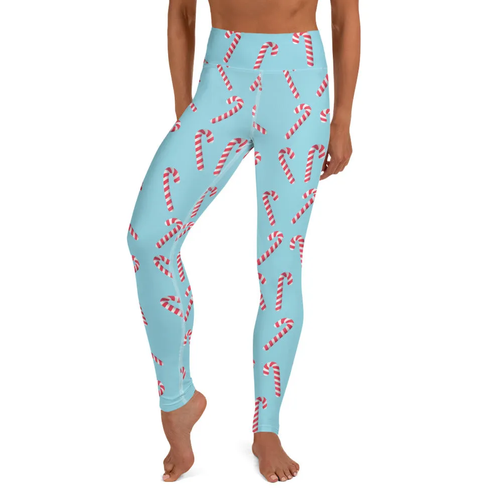 Candy Cane Print High-waist Yoga Leggings