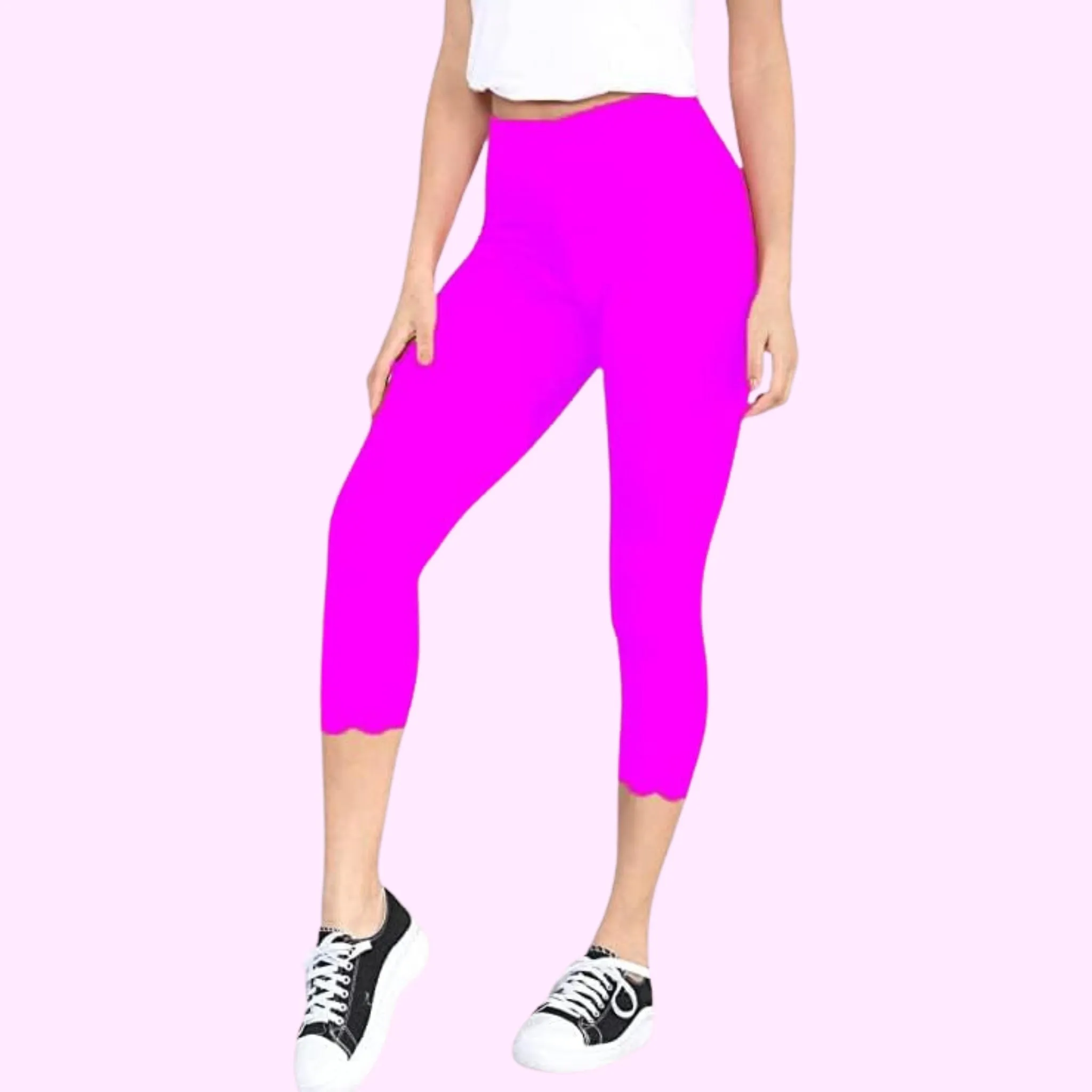 Capri 3/4 Lace Trim Leggings