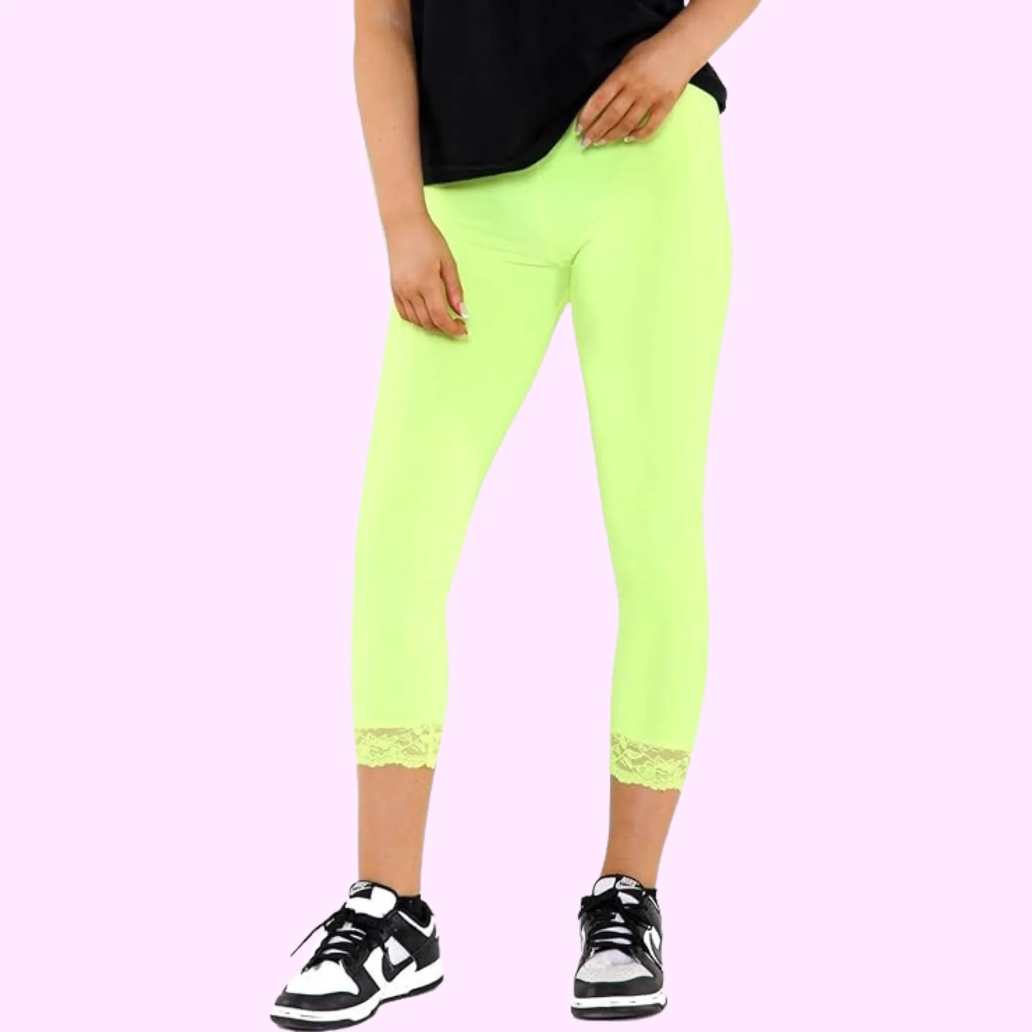 Capri 3/4 Lace Trim Leggings