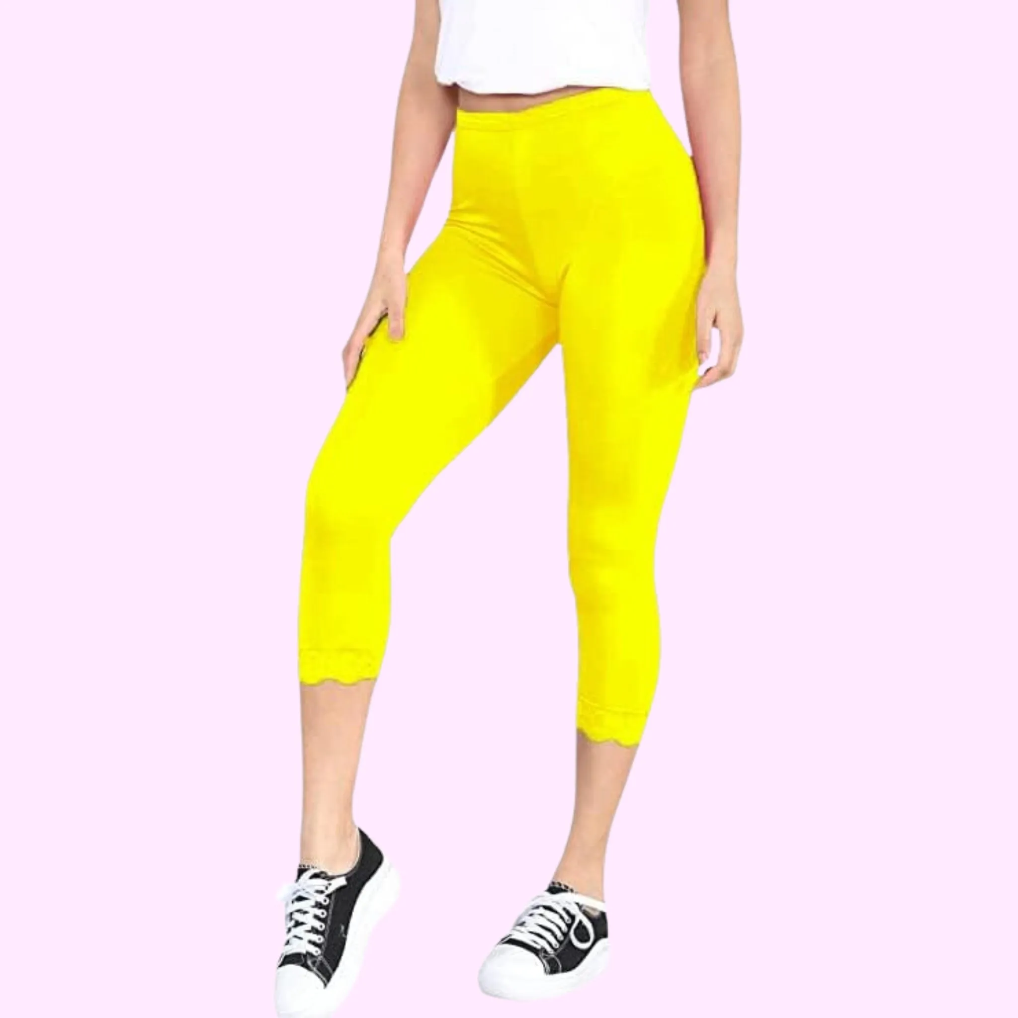 Capri 3/4 Lace Trim Leggings