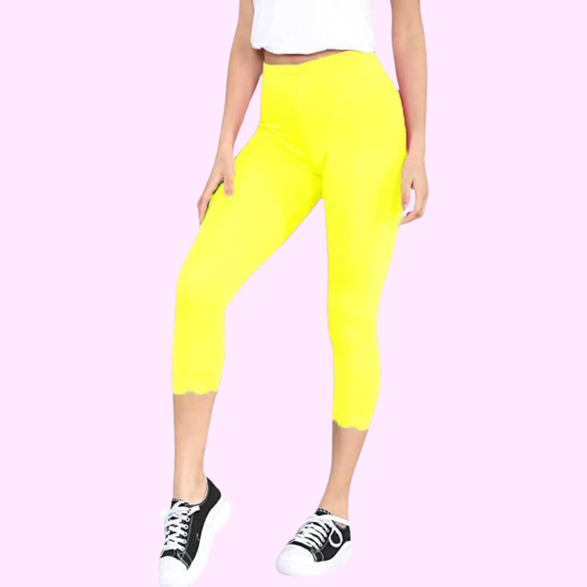 Capri 3/4 Lace Trim Leggings