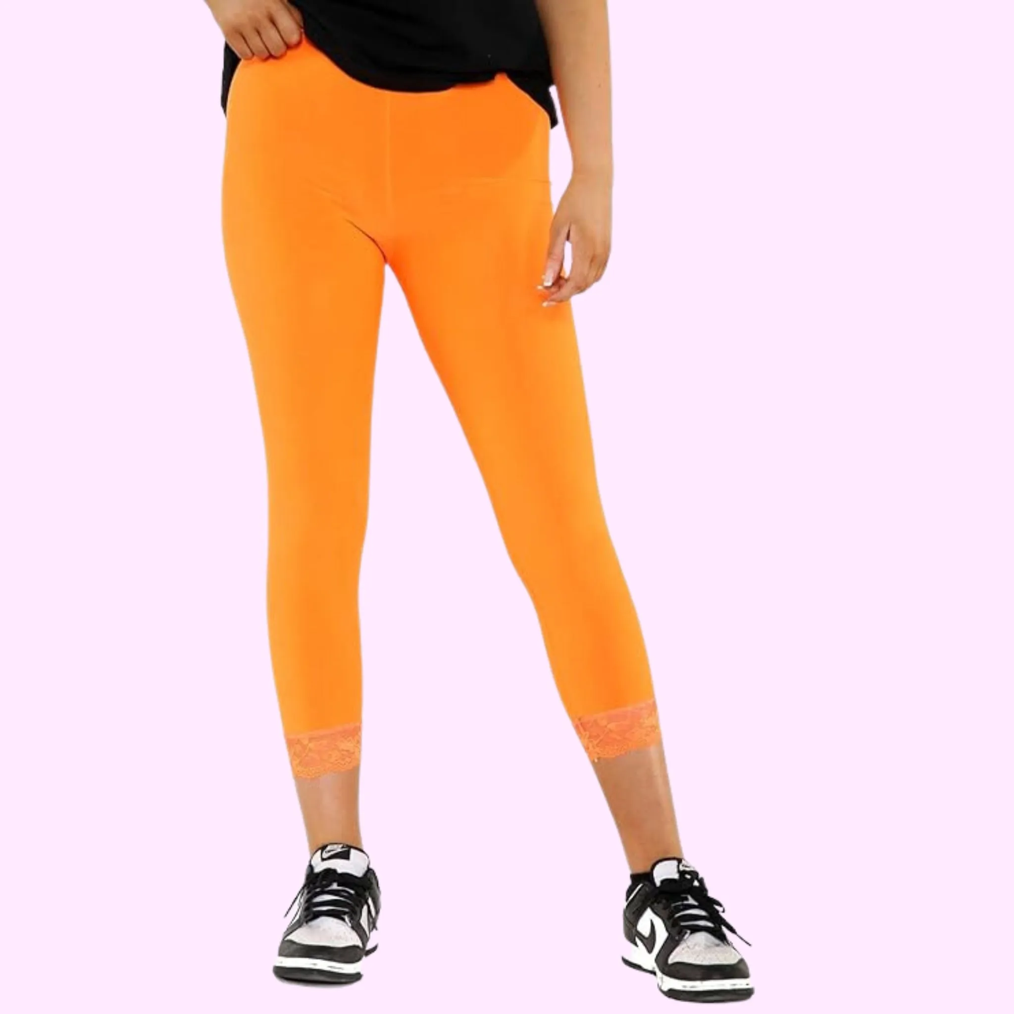Capri 3/4 Lace Trim Leggings