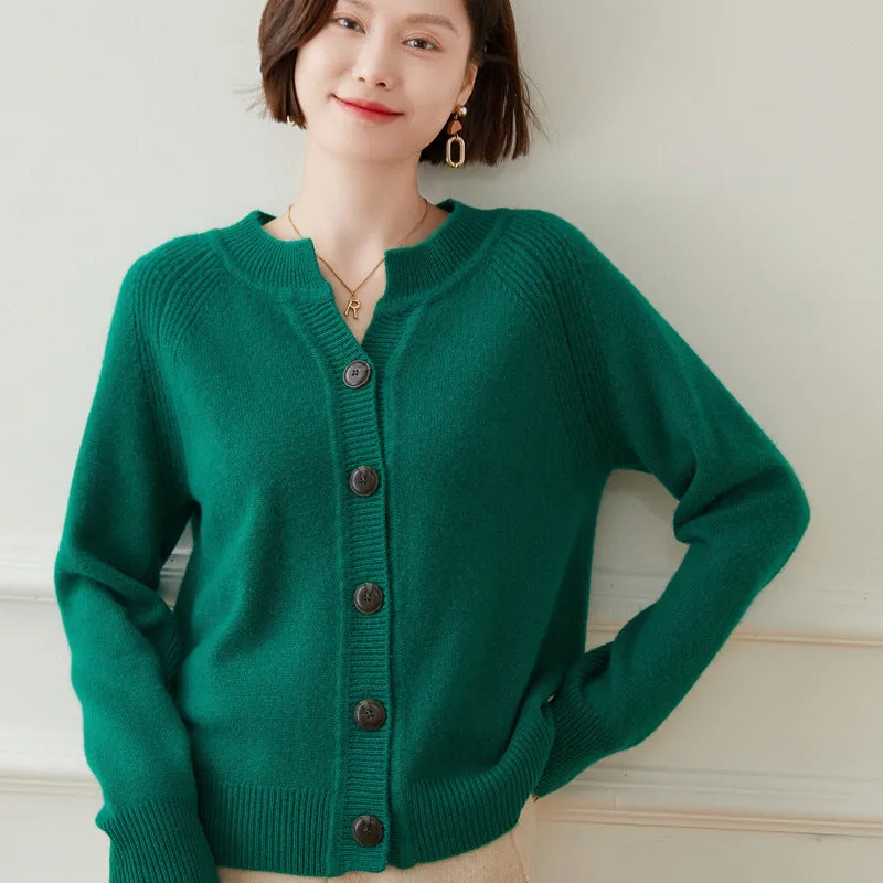 Cashmere Cardigan for Women Button Front Long Sleeve V Neck Cashmere Cardigan Tops