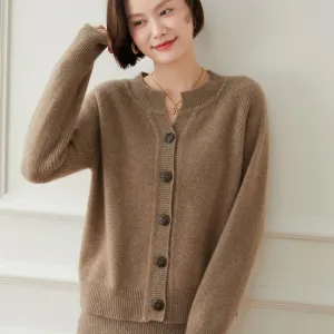Cashmere Cardigan for Women Button Front Long Sleeve V Neck Cashmere Cardigan Tops
