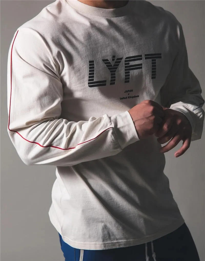 Casual Long sleeve Cotton T-shirt Men Gym Fitness Workout Skinny t shirt Male Print Tee Tops Running Sport Clothing