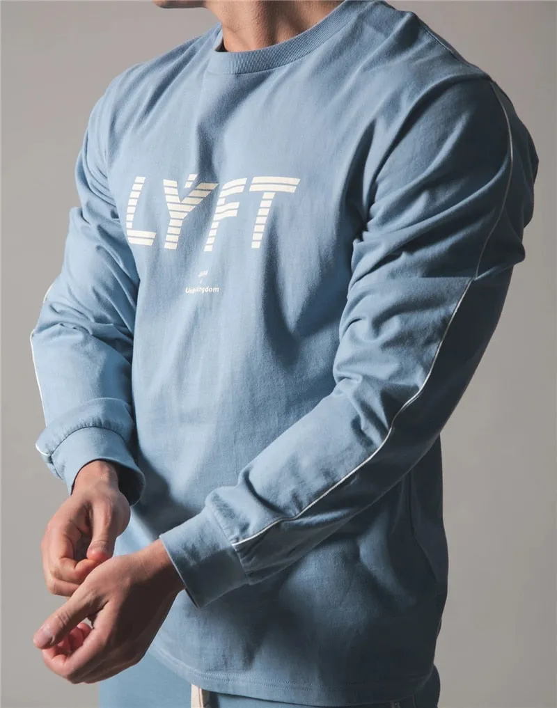 Casual Long sleeve Cotton T-shirt Men Gym Fitness Workout Skinny t shirt Male Print Tee Tops Running Sport Clothing