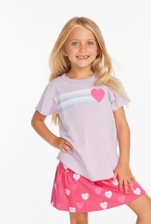 Chaser Brand Stripe Heart Tee Lavender