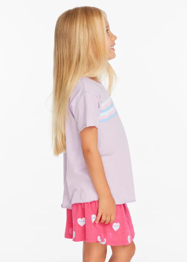 Chaser Brand Stripe Heart Tee Lavender