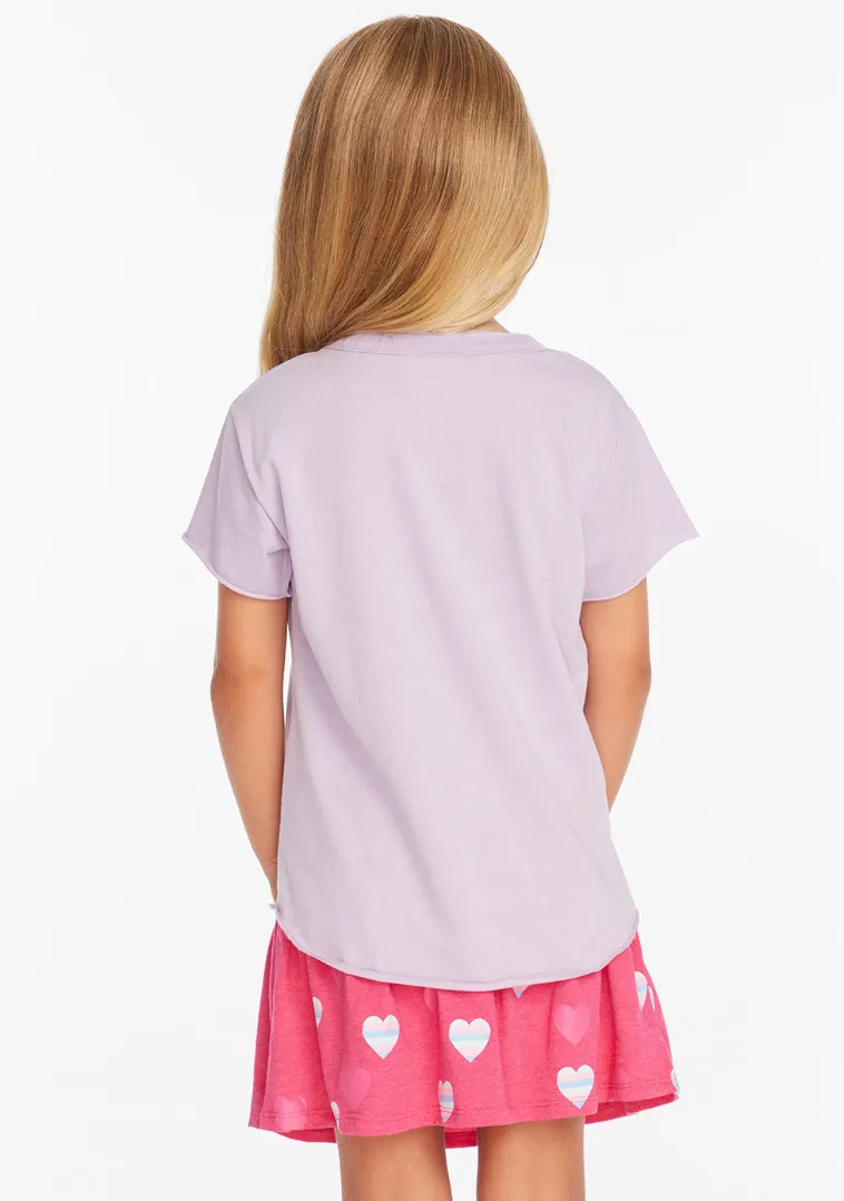 Chaser Brand Stripe Heart Tee Lavender