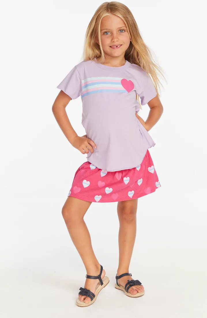 Chaser Brand Stripe Heart Tee Lavender