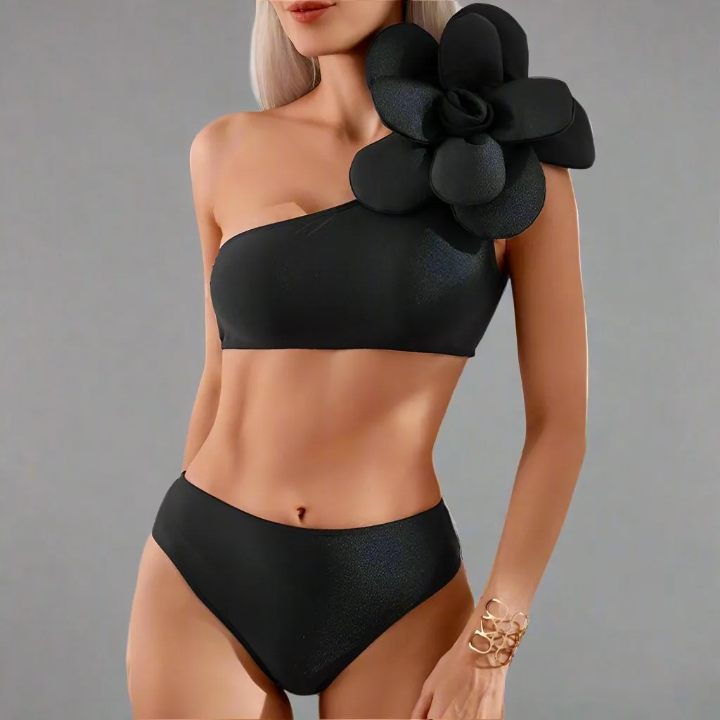 Chic Two-Piece Swimsuit with Skirt  Family Matching Swimwear for Mother and Daughter  Available in Blue, Green, Black