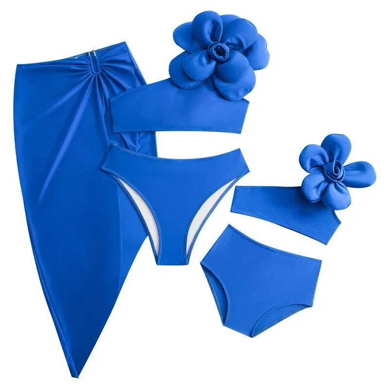 Chic Two-Piece Swimsuit with Skirt  Family Matching Swimwear for Mother and Daughter  Available in Blue, Green, Black