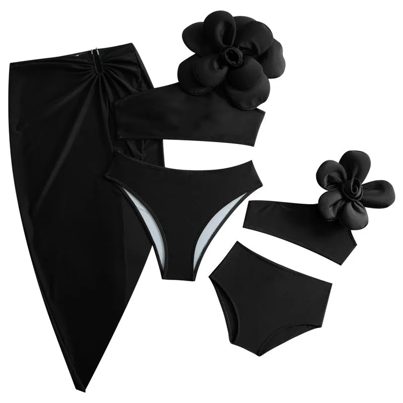 Chic Two-Piece Swimsuit with Skirt  Family Matching Swimwear for Mother and Daughter  Available in Blue, Green, Black
