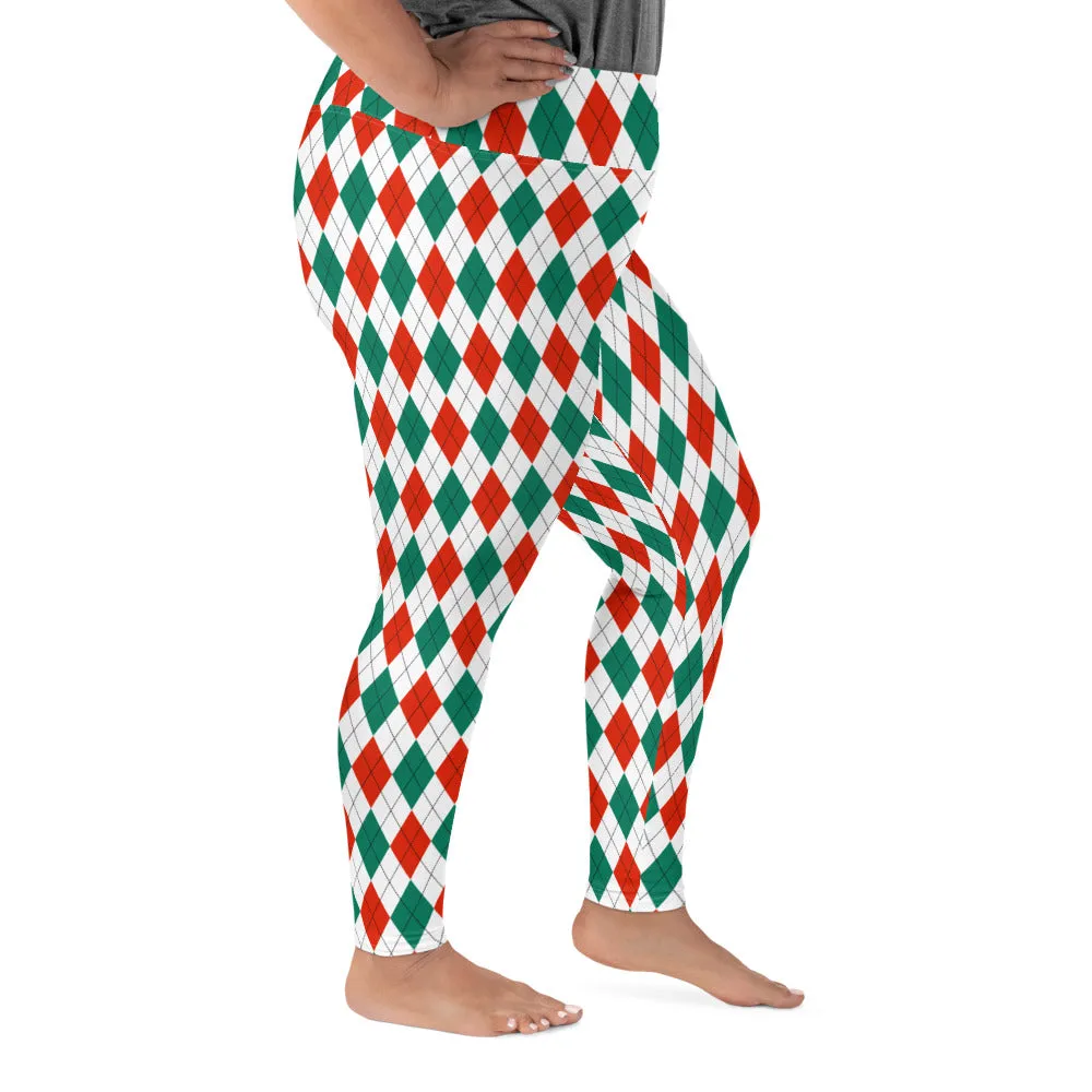 Christmas Argyle Plus Size Leggings