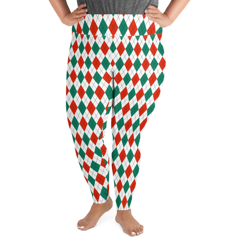 Christmas Argyle Plus Size Leggings