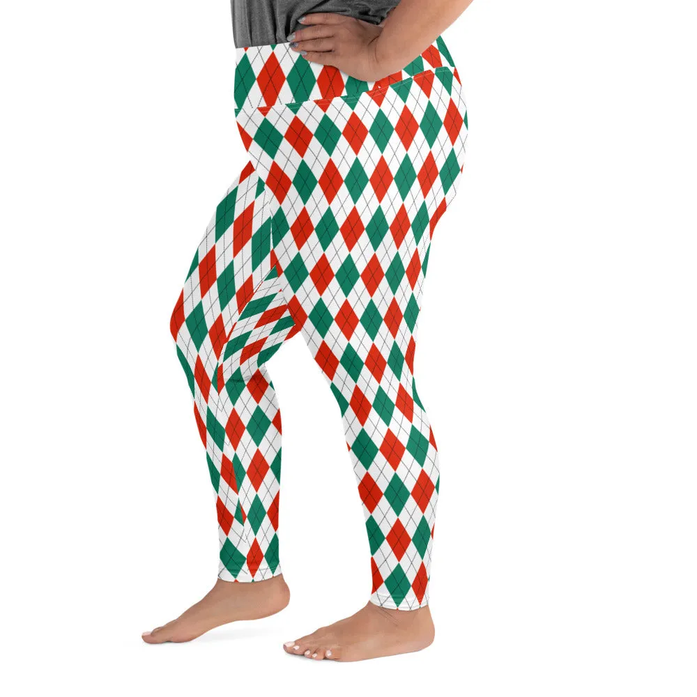 Christmas Argyle Plus Size Leggings