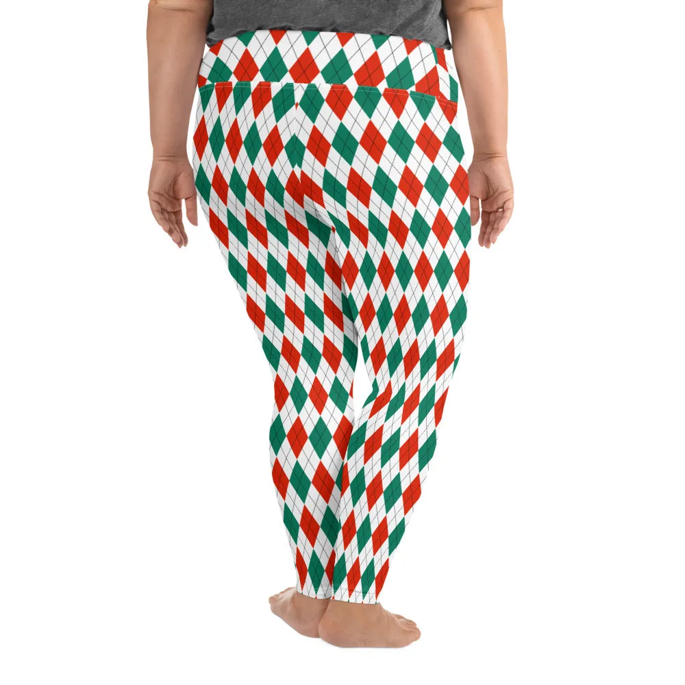 Christmas Argyle Plus Size Leggings