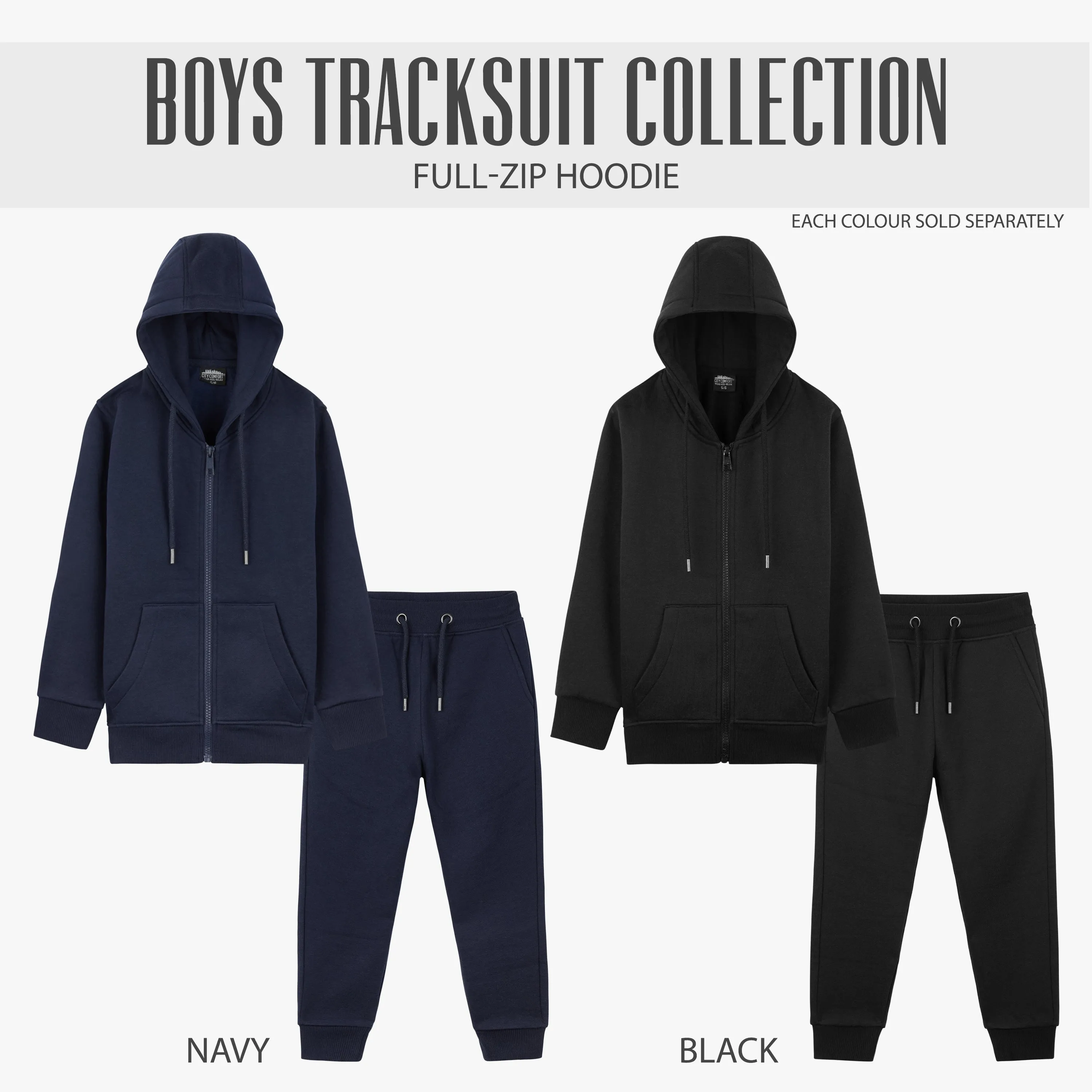 CityComfort Boys Tracksuit Zip Up Hoodie and Joggers for Kids