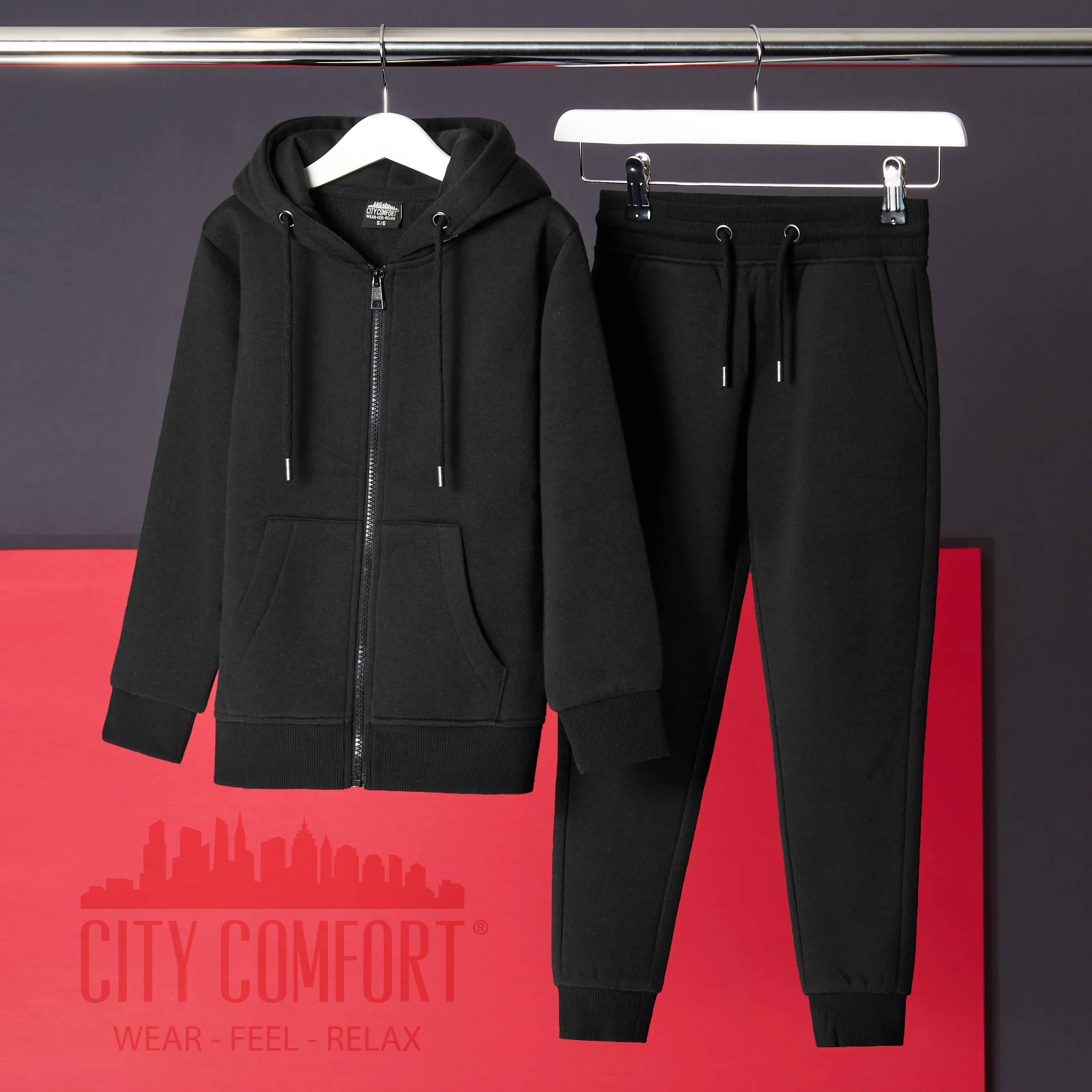 CityComfort Boys Tracksuit Zip Up Hoodie and Joggers for Kids