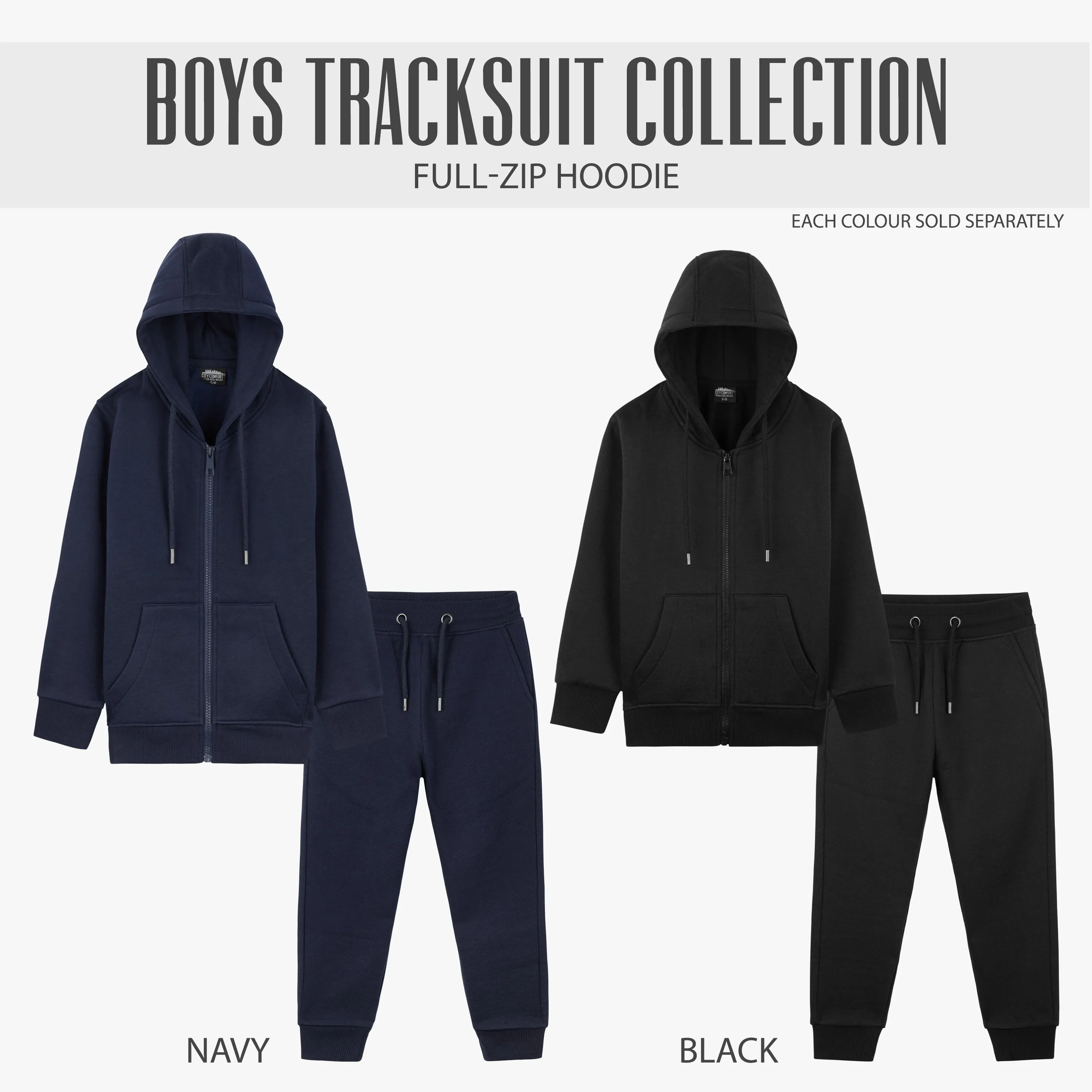 CityComfort Boys Tracksuit Zip Up Hoodie and Joggers for Kids