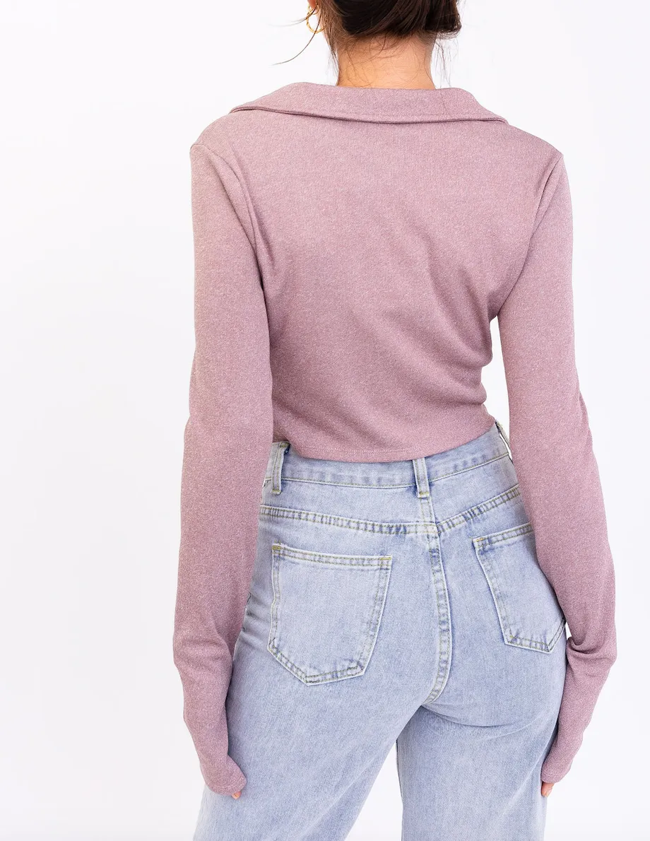 Collar Button Ruch Top