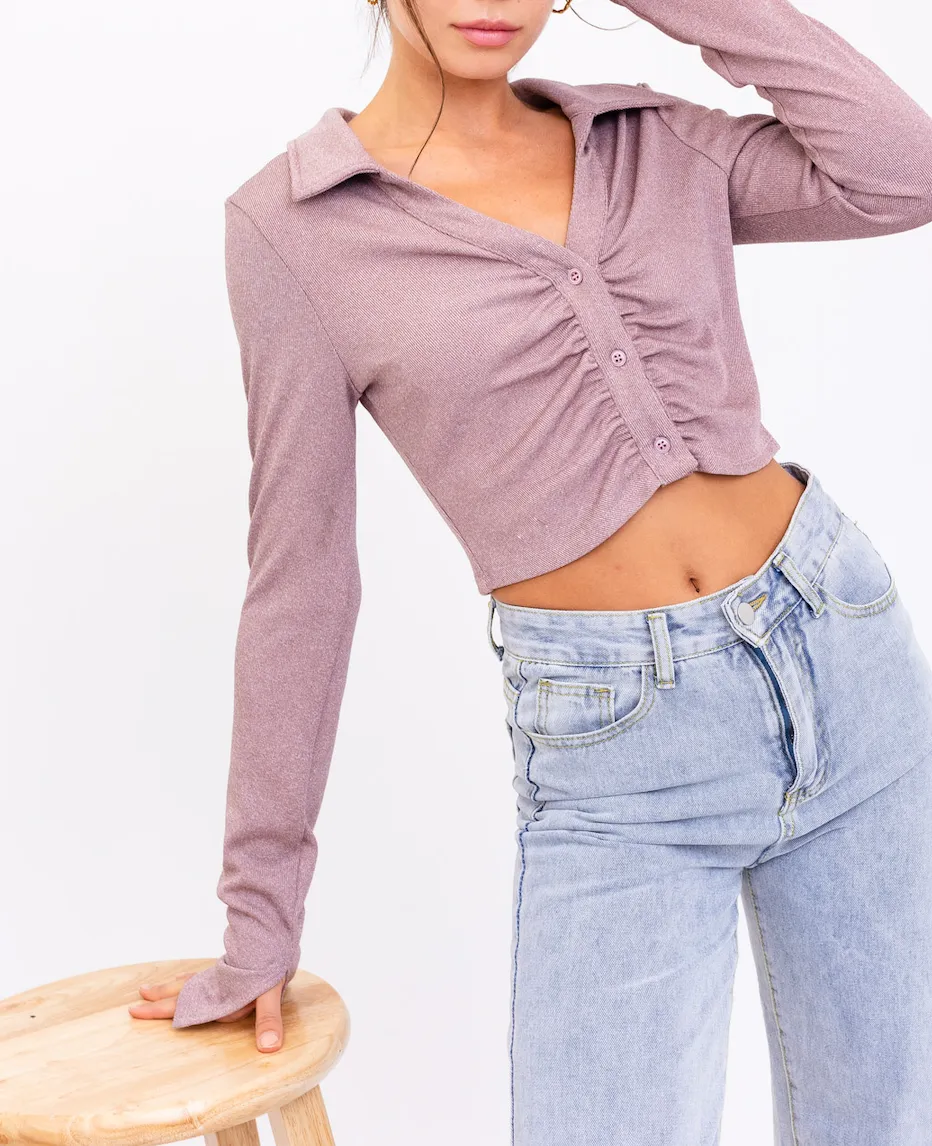 Collar Button Ruch Top