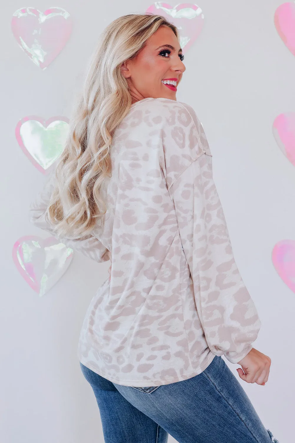 Colorblock Leopard Long Sleeve Top